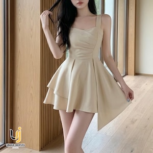 cute korean mini dress Generic Women's Floral Lace Mini Dress Korean Style Short Sleeve Prom Dress, X-Small at Amazon Women's Clothing store