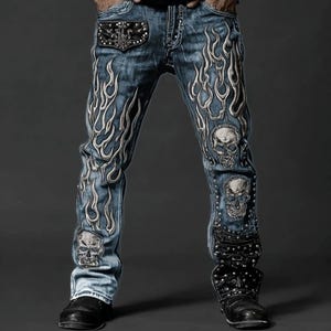 Gothic Patch Pants | Retro Slim Fit Jeans | Daily Wear | Punk Y2K Streetwear

Gothic patch denim pants with skull and cross vintage punk style