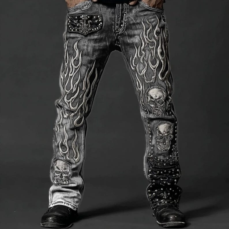 Gothic Patch Pants | Retro Slim Fit Jeans | Daily Wear | Punk Y2K Streetwear

Gothic patch denim pants with skull and cross vintage punk style