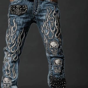 Gothic Patch Pants | Retro Slim Fit Jeans | Daily Wear | Punk Y2K Streetwear

Gothic patch denim pants with skull and cross vintage punk style