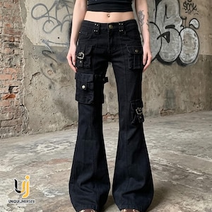 Y2k Low Waist Jeans Black - Etsy