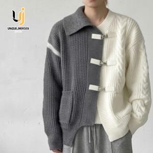 Suéter suave con hebilla de empalme / Chaqueta informal / Estilo streetwear Y2K / Corte moderno