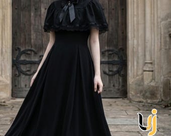 Black Lace Midi Dress | Gothic Bow Waist Outfit | Summer Slim Streetwear | Y2K Fashion Trend