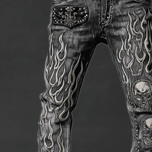 Gothic Patch Pants | Retro Slim Fit Jeans | Daily Wear | Punk Y2K Streetwear

Gothic patch denim pants with skull and cross vintage punk style