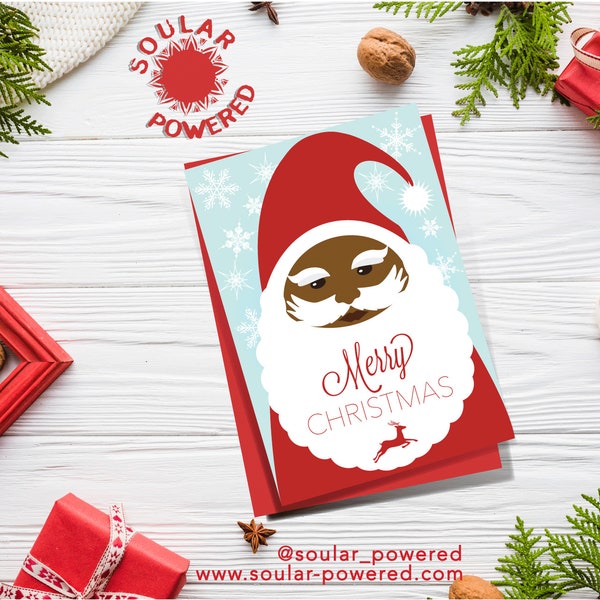 Black Santa African - American  Holiday Card