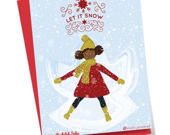 Snow Angel / African American Christmas Card / Black Christmas Card / Black Owned Shop / African American Black Greeting Cards