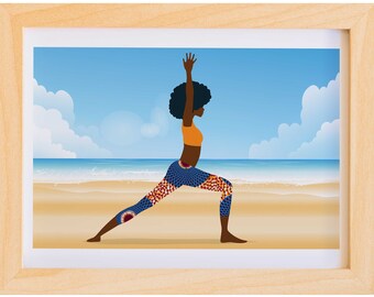 Black Woman Yoga Art Print, Black Yogi, African American Art, Yoga Studio Art, Yoga Gifts