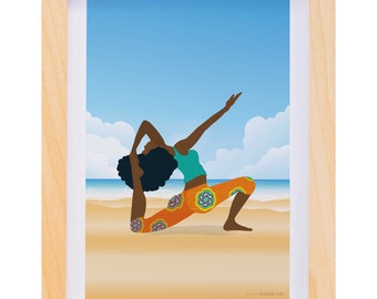 Black Woman Yoga Art Print, Black Yogi, African American Art, Yoga Studio Art, Yoga Gifts, Pigeon Pose