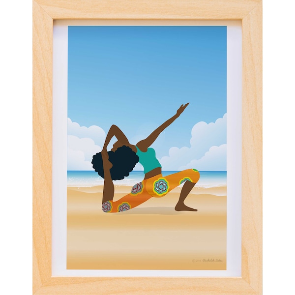 Black Woman Yoga Art Print, Black Yogi, African American Art, Yoga Studio Art, Yoga Gifts, Pigeon Pose