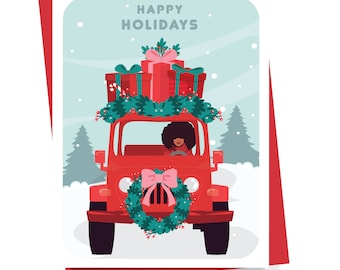 Black Greeting Cards / Black Christmas Cards / African American Greeting Card Shop / Jeep