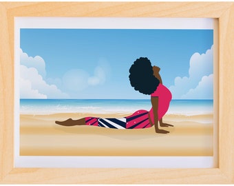 Black Woman Yoga Art Print, Black Yogi, African American Art, Yoga Studio Art, Yoga Gifts