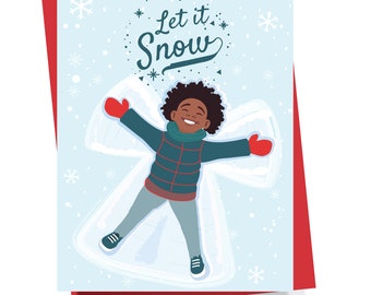 Black Greeting Cards / Black Christmas Cards / African American Greeting Card Shop / Snow Angel