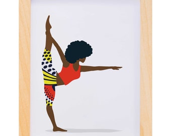 Black Woman Yoga Art Print, Black Yogi, African American Art, Yoga Studio Art, Yoga Gifts