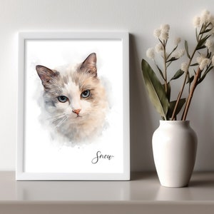 Aquarelle personnalisée de portrait d'animal de compagnie pour propriétaires d'animaux de compagnie, oeuvre d'art numérique commémorative de chien/chat pour les amoureux des animaux de compagnie, oeuvre d'art personnalisée à l'aquarelle d'animal de compagnie