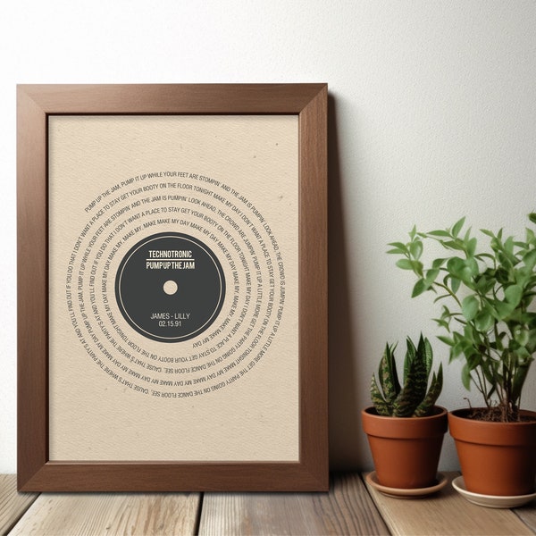 Custom Record Label Lyrics Vinyl Print Gift, First Dance Song, Wedding Gift, Personalized Gift for Couple, Valentine's Day Gift