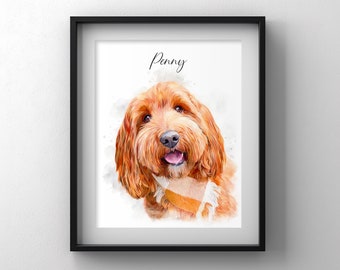 Pet painting, pet portrait, watercolor pet painting, Custom Dog Portrait, Custom pet Portrait, pet gift, Dog Painting, pet memorial gift