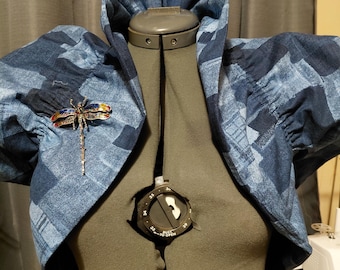Customized Updated Blue Denim Bolero ( PLEASE READ DESCRIPTION)