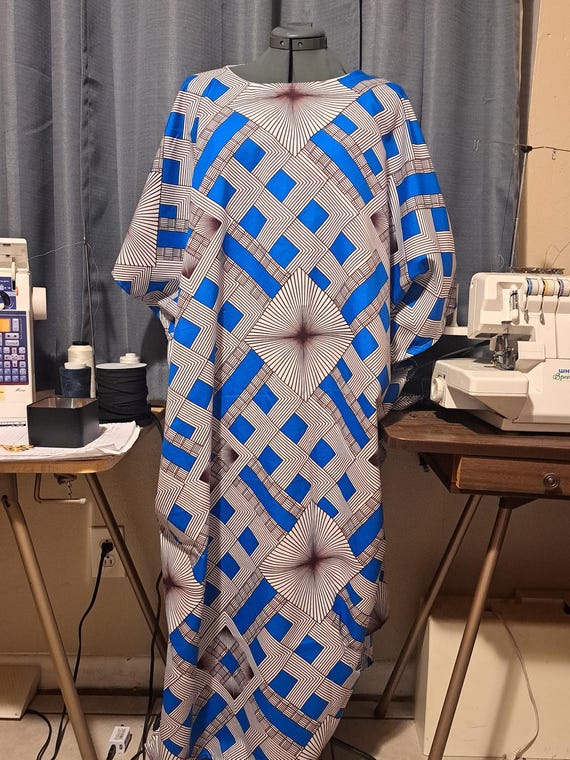blue mumu dress Cotton Relax Fit Long Muumuu Dress