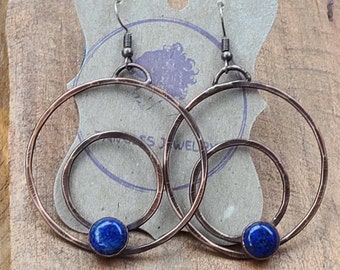 Lapis Double Hoop Earrings