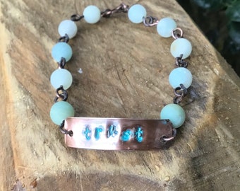 Amazonite Bead Bracelet, Inspirational Bracelet