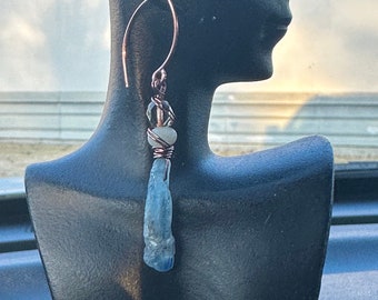 Raw Kyanite Earrings, Crystal Earrings