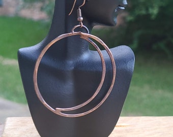 Big Copper Hoop Earrings, Ethnic Earrings, Boho Earrings, Artisian Earrings