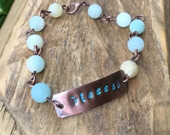 Amazonite Bead Bracelet, Insprational Bracelet