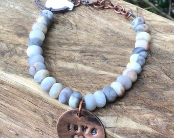 Matte Crazy Lace Agate Bead Bracelet