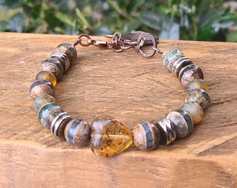 Striped Green and Brown Agate  ‘Be Fearless’ Bracelet