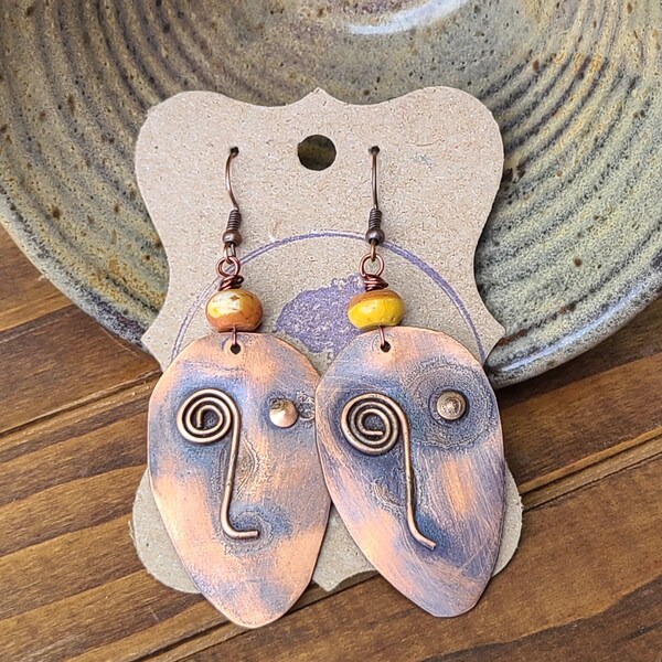 Tribal Mask Earrings Etsy