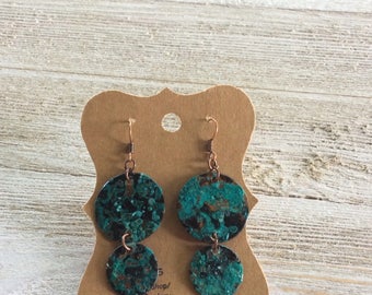 Verdigris Patina Circle Earrings