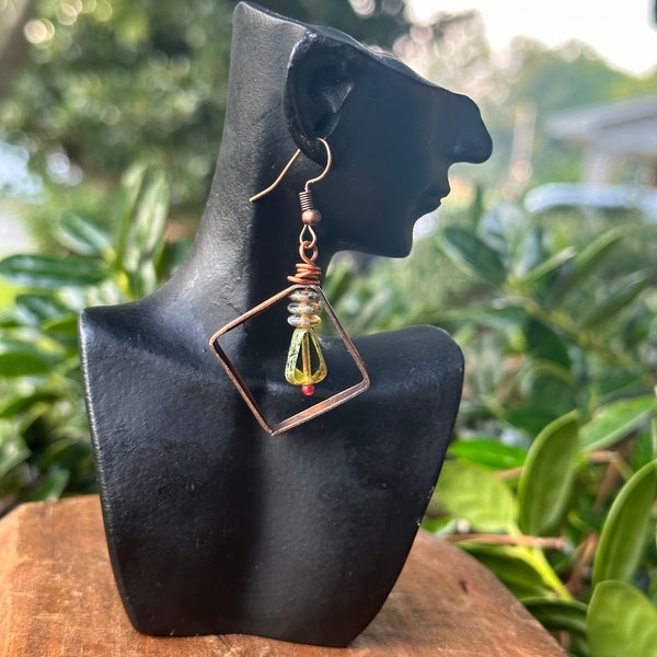 Square Geometric Copper Earrings