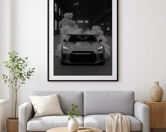 Póster del Nissan GT-R R35, arte mural automotriz (descarga digital)