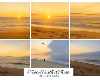 Sunrise Beach Photography Print Set, Coastal Wall Art (Digital Download)