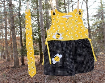 Brother and Sister Bee Print Dress and Tie Set - Dress Size 4T - SALE