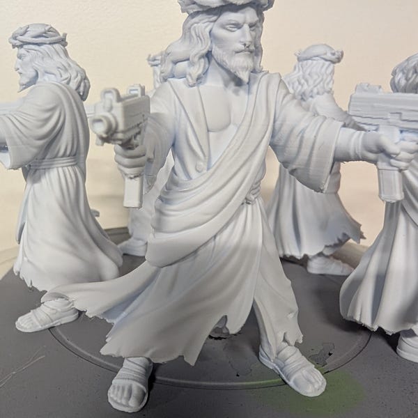 Dungeon Crawler Carl Uzi Jesus Figure | 3D Printed LitRPG Fan Art Statue