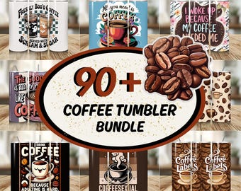 90+ Coffee Tumbler Wrap Designs Bundle, Coffee Quotes Tumbler PNG, 20 oz Coffee Sublimation Design, Coffee Lover Tumbler, Digital Download