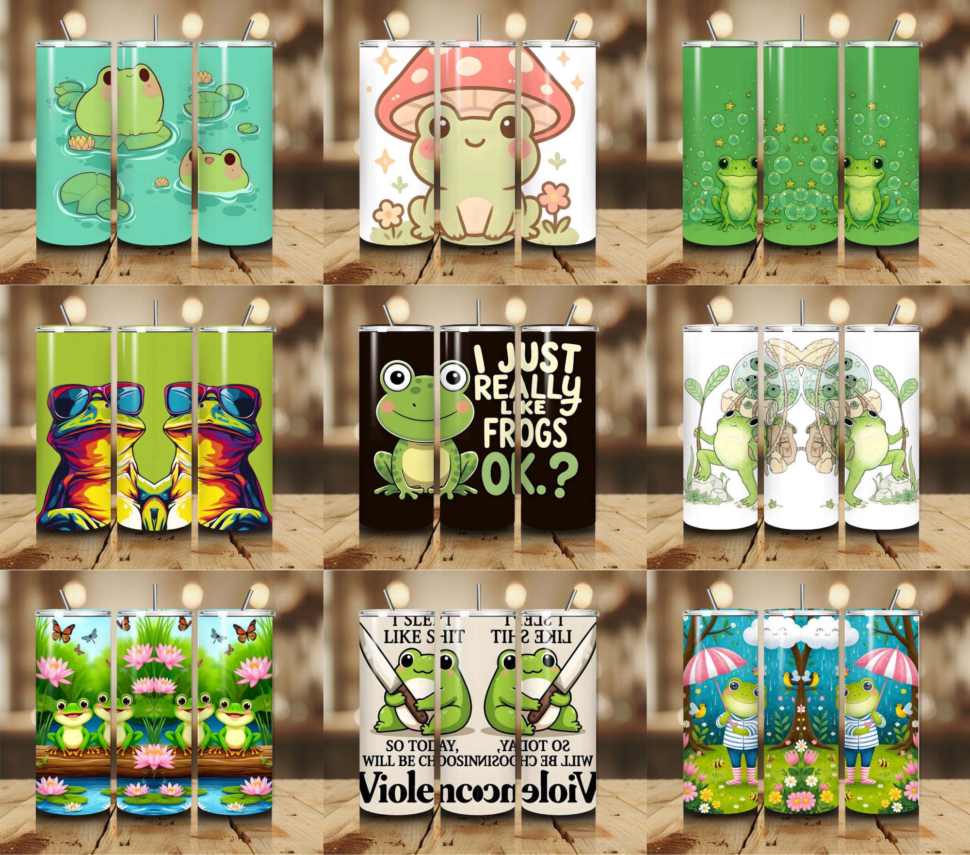 60+ Frog Tumbler Wrap Bundle, Funny Frog Sublimation Designs, 20 Oz ...