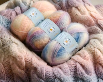 Ultra Soft Plush Mohair Yarn | Color Gradient Fiber for Crochet & Handmade Projects