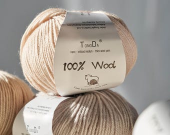 100% Merino Wool Yarn, Medium Weight Knitting Yarn for DIY Scarves, Hats & Gloves