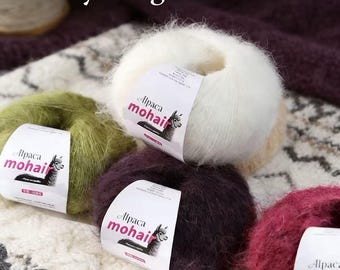 Fluffy Alpaca Mohair Yarn – Soft Hand Knitting Yarn for Sweaters, Shawls, and Crochet Projects
