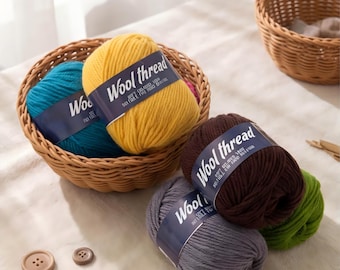 Soft Wool Yarn 4-Ply, Knitting Crochet Supplies, 95% Wool Blend