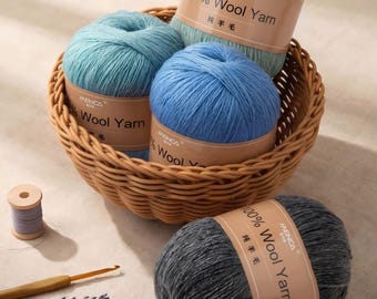 100% Australian Merino Wool Yarn for Knitting, Crochet (Worsted Weight)