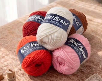 Soft Wool Yarn 4-Ply for Knitting Crochet and DIY Crafts