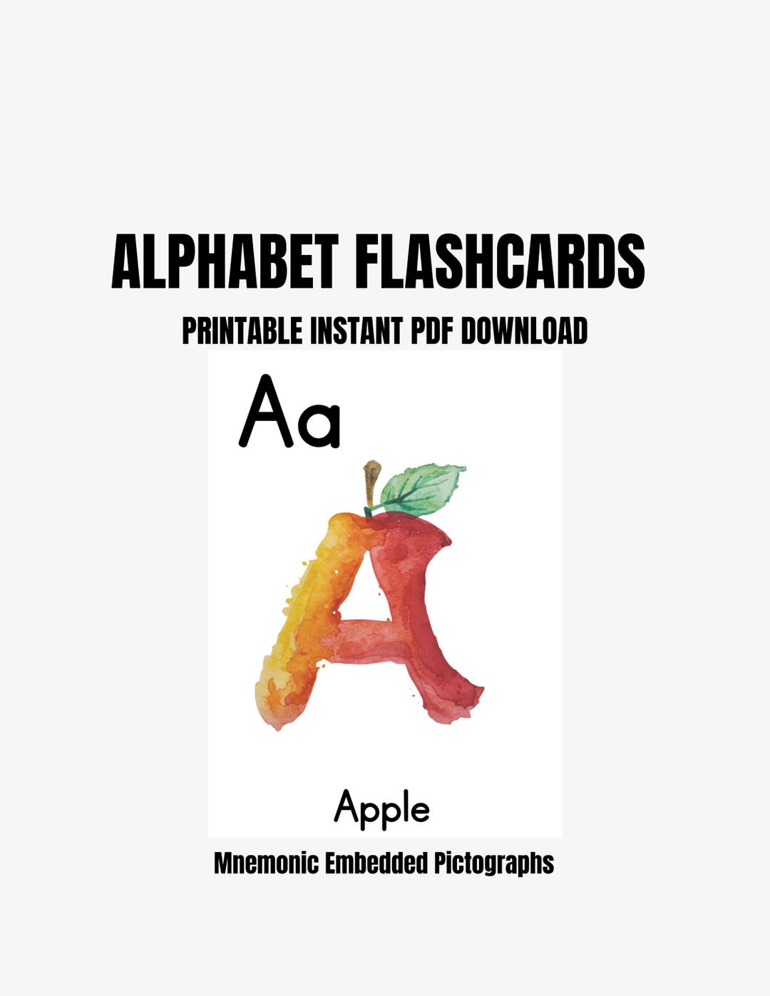 Alphabet Cards| Watercolor ABC Flashcards | Kids Learning | Nursery ...