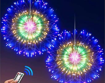 LED Copper Lights Starburst Fairy Lamp with Remote 8 Modes Outdoor Decorations for Home Party Cafe Wedding Indoor or Outdoor