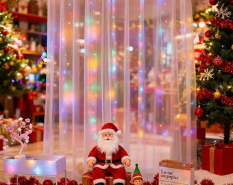 3m Window Curtain Lights with 300 LED, USB Powered Fairy Lights, 8 Modes Remote and Hooks, Christmas Garden Party Decor