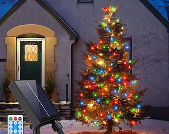 Guirnalda de luces LED solares de 100 m/50 m con 8 modos, ideal para exteriores, jardín, patio, Navidad y Año Nuevo.