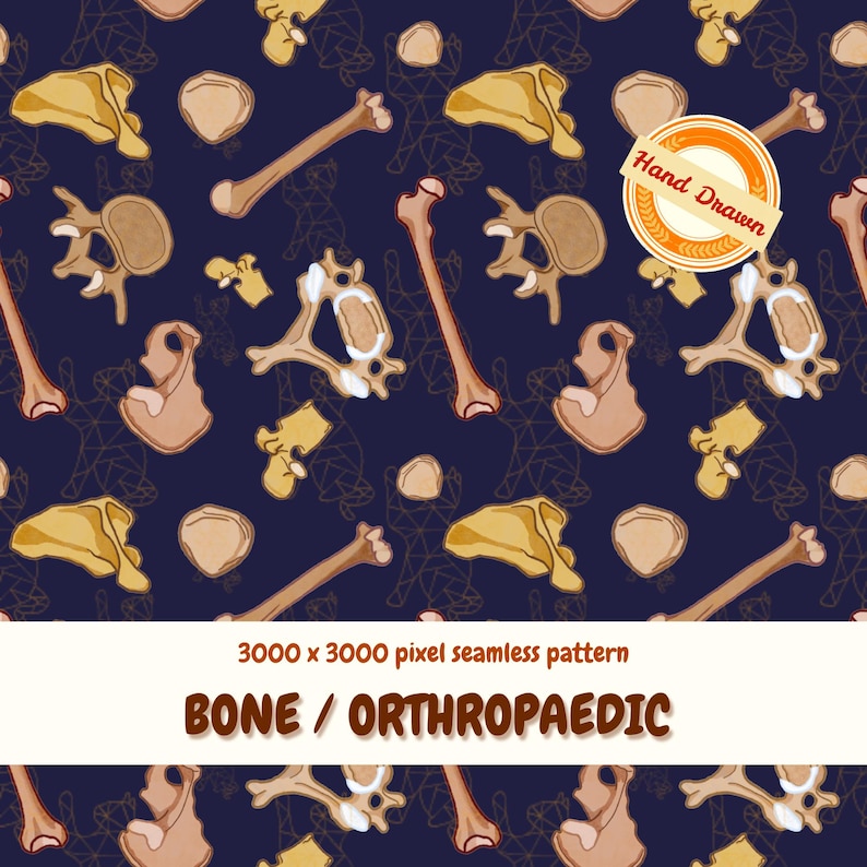 Skeleton Bones Seamless Pattern, Orthopaedic Medical Anatomy Digital ...