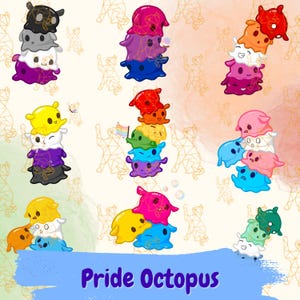 Set di 7 clip art con bandiere dell'orgoglio e polpi Dumbo impilati - Esclusivi Future Designs
